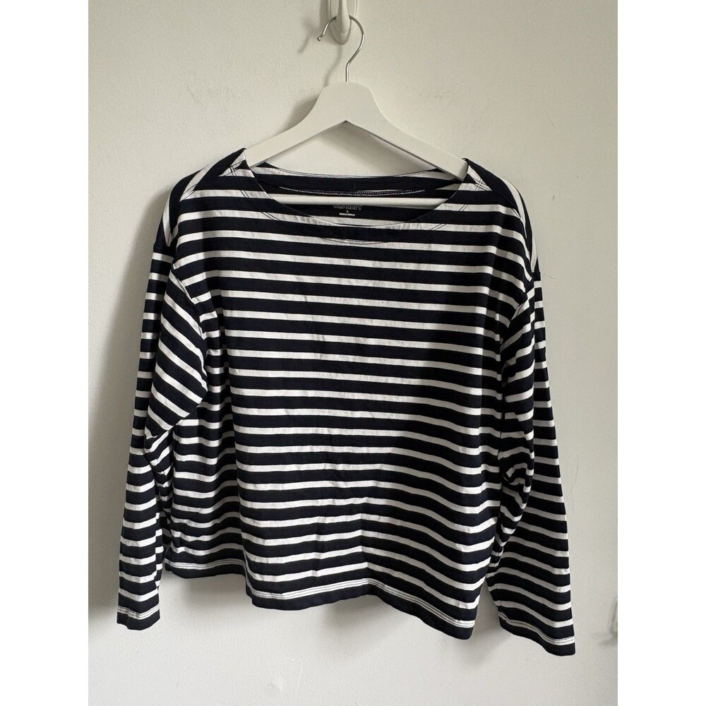 Old Navy Top Striped T Shirt Sz L Relaxed Fit Basic Preppy